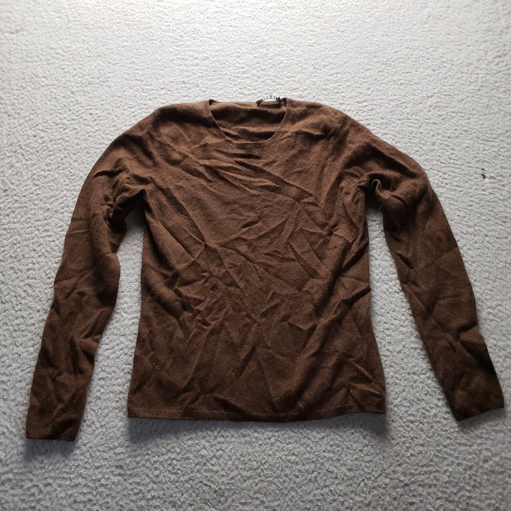 Forte Cashmere Sweater Womens Small Brown Crew Neck Long Sleeve Knit Pullover